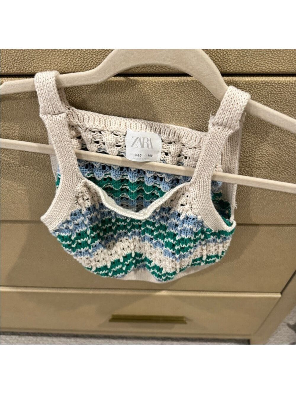 Zara Kids Crochet Tank Top - Cream, Blue, Green - Picture 2 of 3